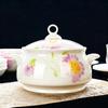 9 Inch, Bone China Tureen, Sun-flower Design, Porcelain Soup for Soup, Ceramic Soup with Lid, Soup Tureen, Tureen Tableware