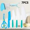 9PCS Kids Cooking Cutter Knife Set Plastic Fruit Knives DIY Toddlers Kid Safe Peeler Knife Cutting Boards Kitchen Accessories