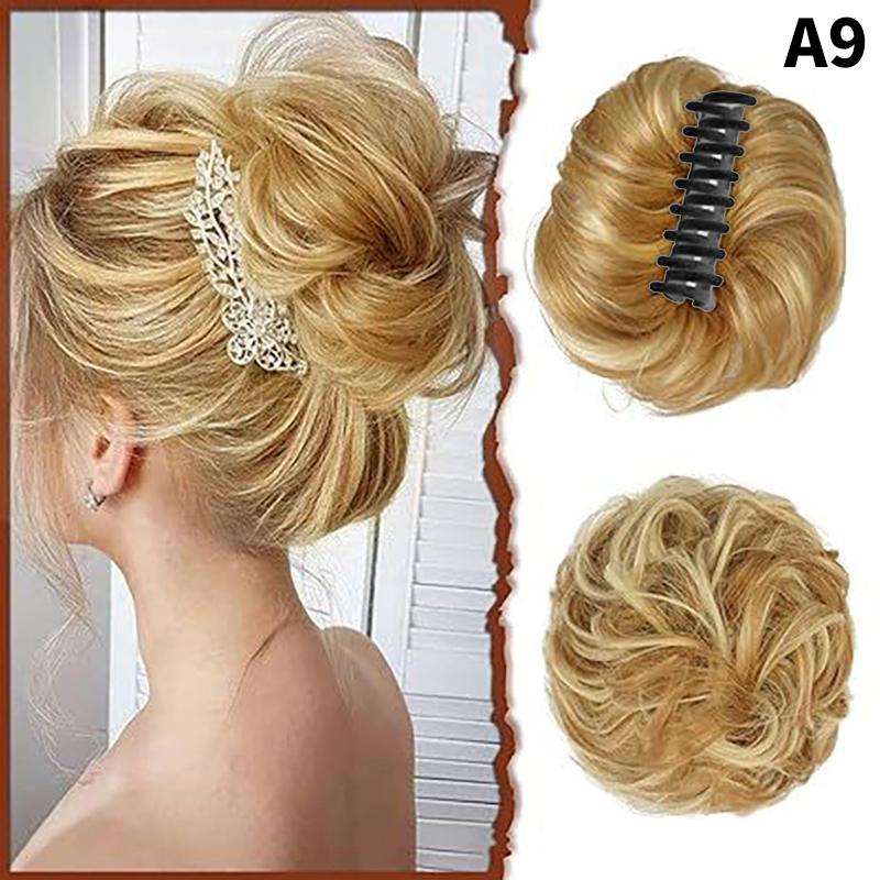 Extensions de cheveux synthétiques en chignon bouclé et désordonné, queue de cheval, pince de préhension, chouchou, élastique, épingle à cheveux pour femmes, outils de coiffure