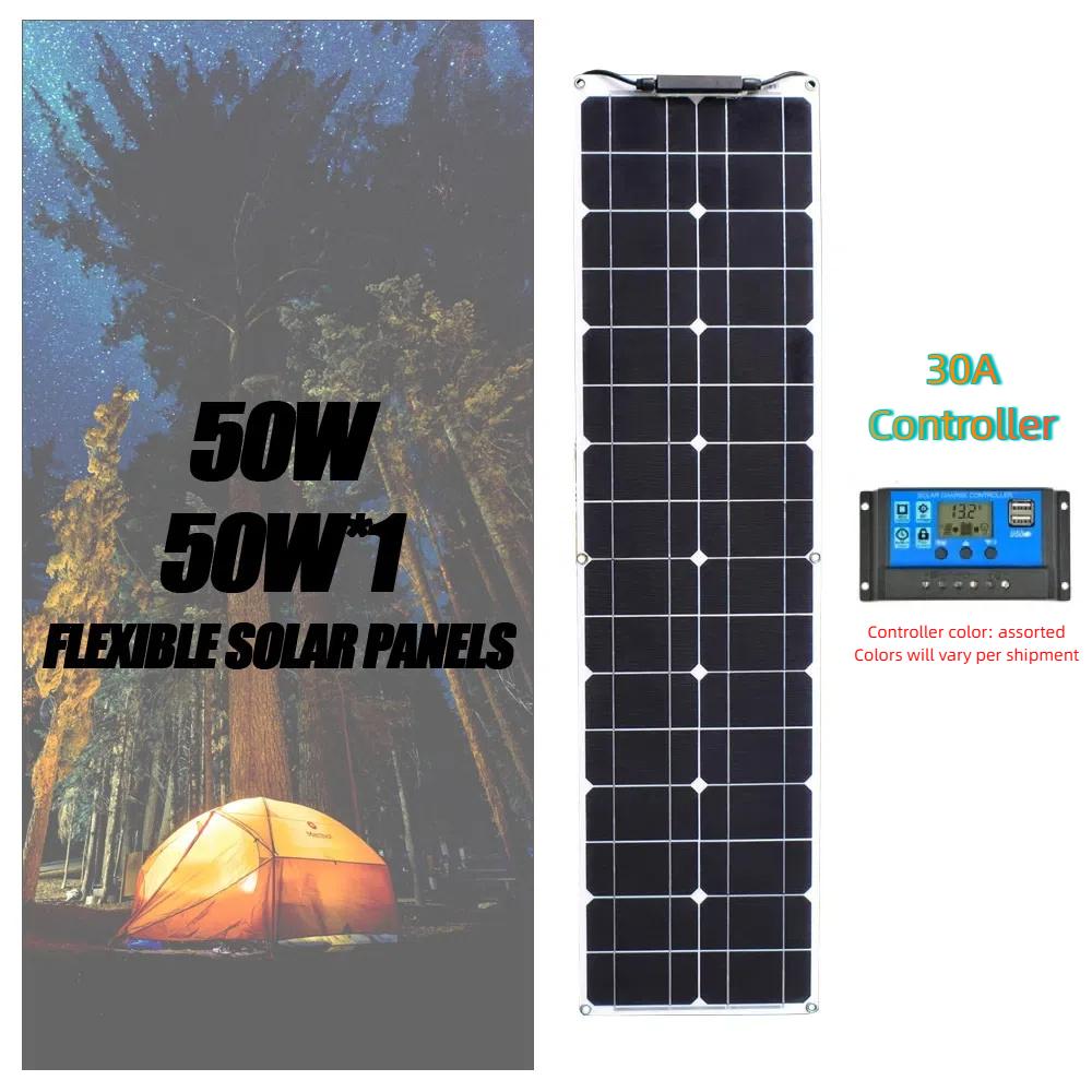 50W/100W/150W/200W Flexibles Solarmodul 12V Batterieladegerät Monokristallines Silizium Geeignet für Wohnmobil Kabine Zelt Auto Usw.