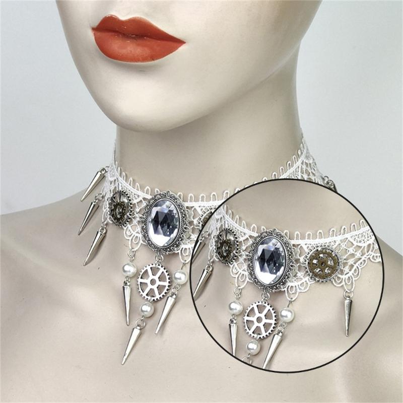 Collar Necklace with Lace and Gears Household Decoration for Wedding Birthday Party Decoration Accessory