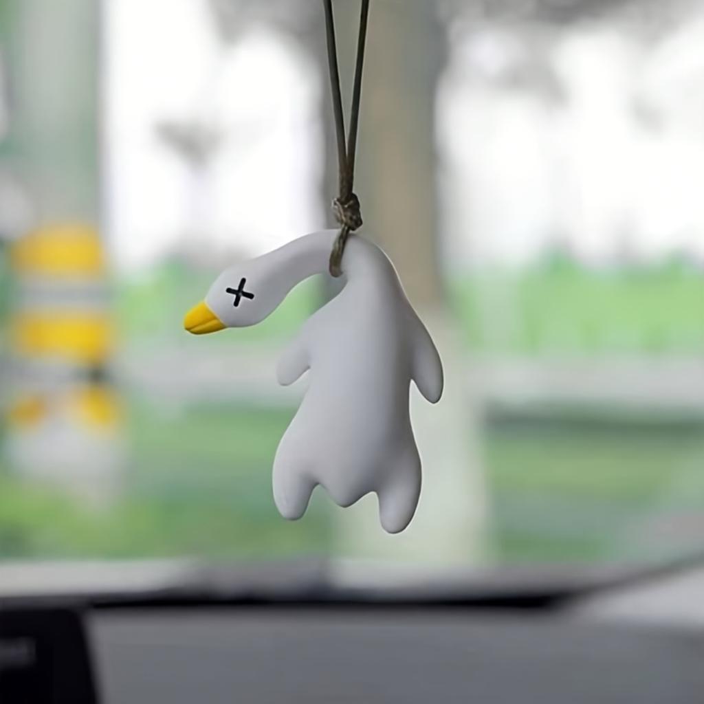 3Pcs UV Color Changing Duck Car Pendant Cute Fun Rearview Mirror Ornament Color Shift Duck Auto Hanging Decor