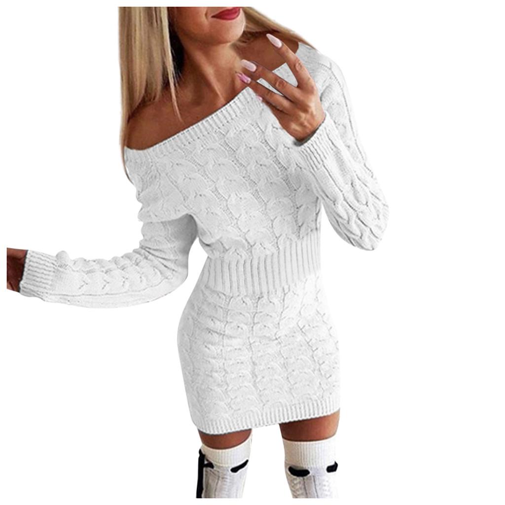 Women's Mid-Autumn and Winter Women's Long Twisted Sweater Dresses