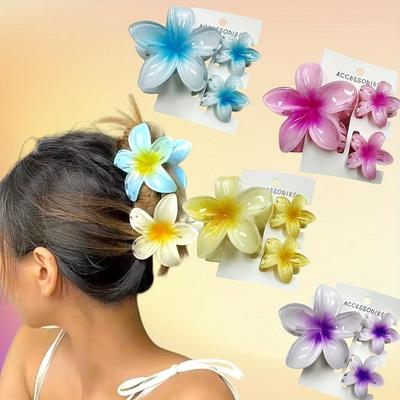 Bunte Frangipani-Acryl-Haarnadeln, Blumenclips, hochwertige und elegante Haar-Accessoires für Damen