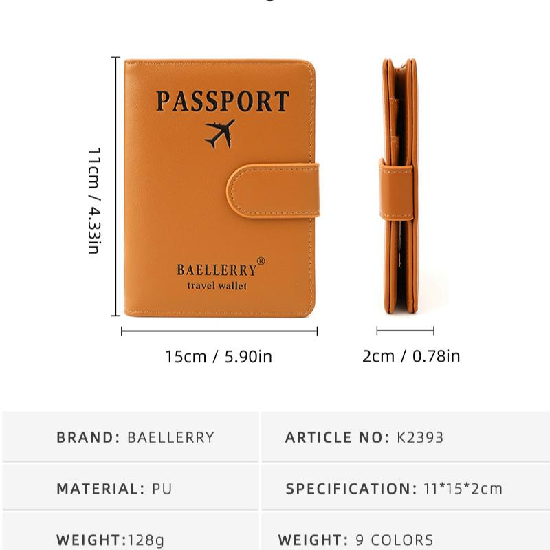Baellerry Men and Women Pu Leather Short Purse RFID Card Holder Anti-magnetic Passport Holder Simple Snap Button Wallet