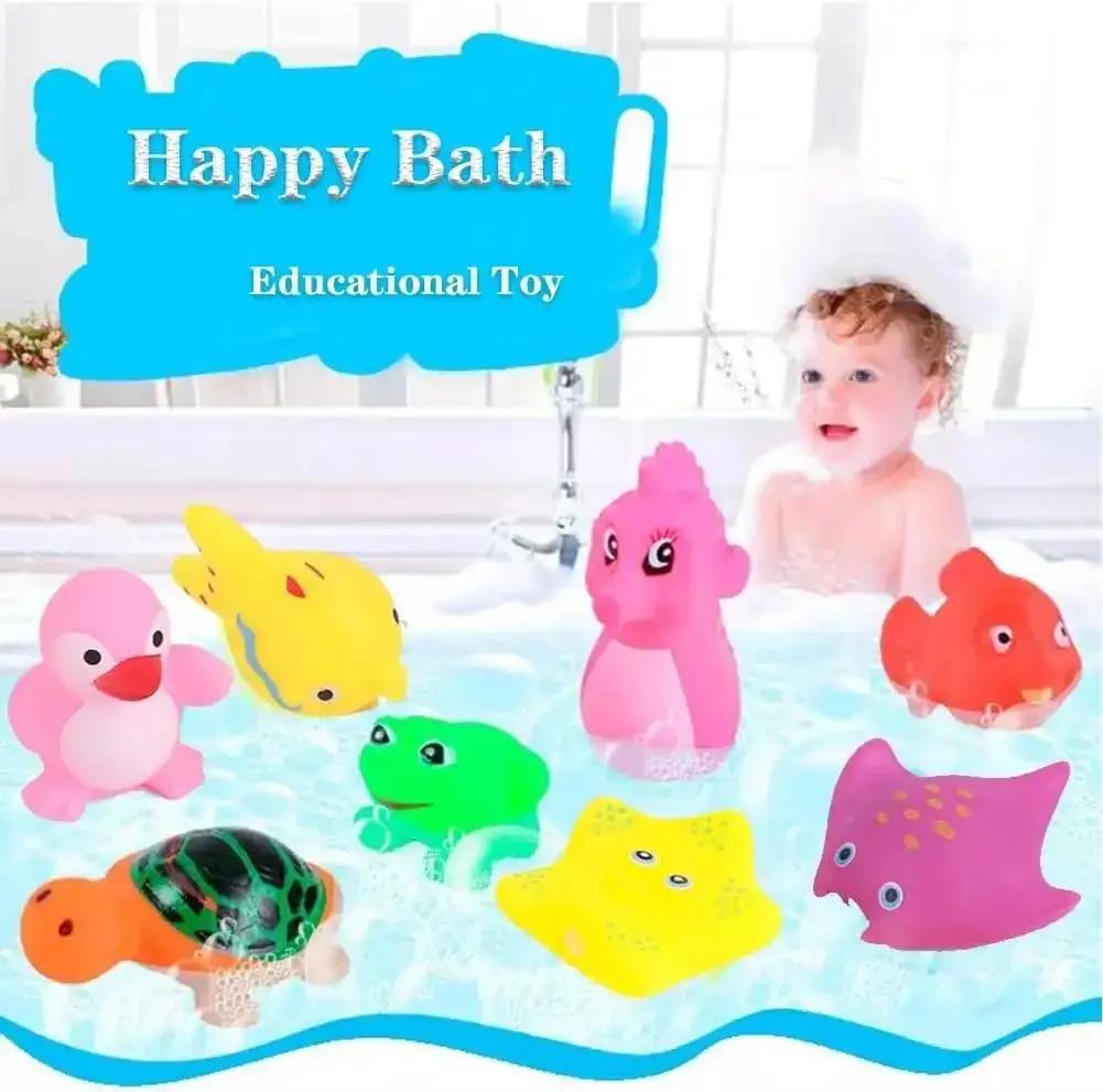 10 Stück Quietschspielzeug aus Gummi für Vorschulkinder – Schwimmendes Badespielzeug mit Meeresmotiven – Geschenk für Kleinkinder und Kinderpartys