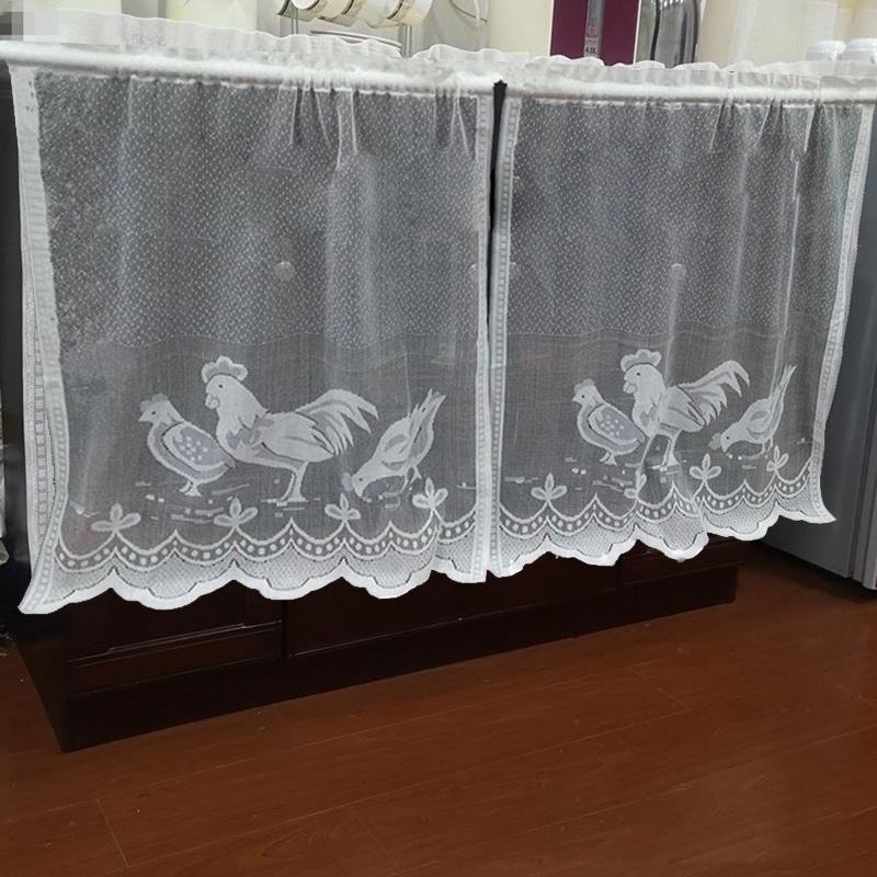Krajková dveřní záclona se vzorem kohouta Třídílná sada