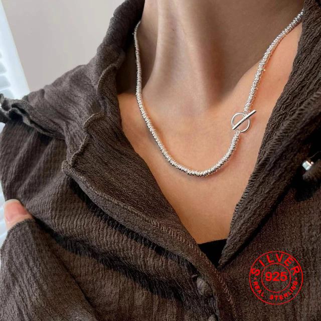 

BFCLUB Silver Color Ircon Shape Chain Choker Necklace For Women Wide Fine Jewelry Wedding Party Birthday Gift