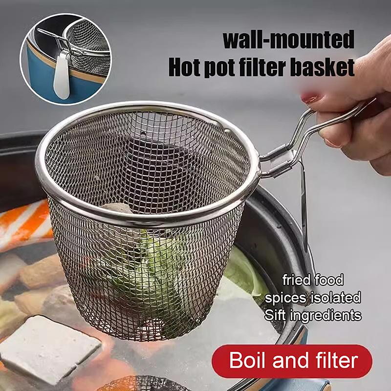 Stainless Steel Mesh Net Strainer Basket Colander  Pot Boil Food Colander To Strain Rinse Fry Steam Cook Vegetables Pasta