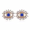 European-American Fashion Earrings: Exaggerated Hollow Fan with Rhinestone Devil's Eye Design