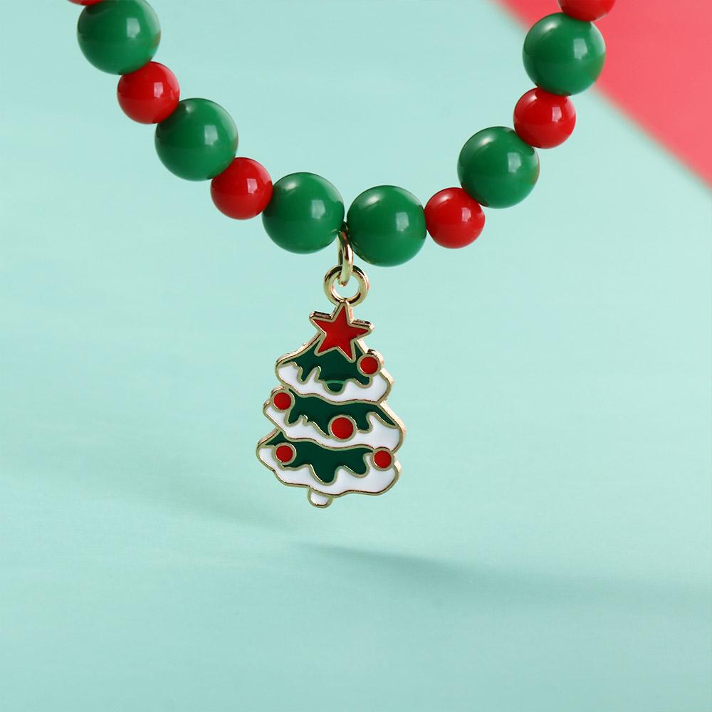 Clavicle Chain Christmas Necklace Christmas Tree Cartoon Pendant Choker Rice Beaded Chain  Girl