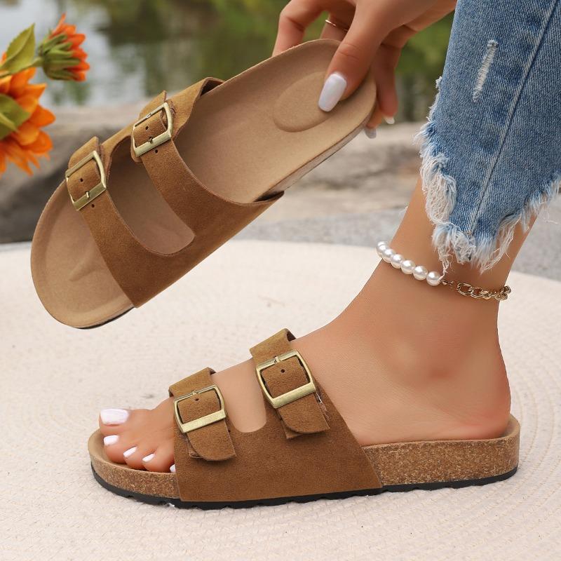 Fashion New Style Classic Cork Sandals for Women Fashion Soft Thick Sole Cork Slippers Summer Beach Sandals Home Open Toe Flat Sandals