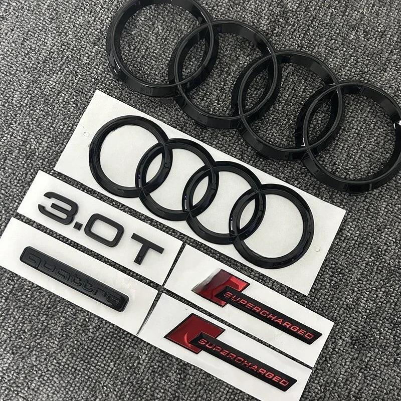 2026 7pcs/set For Audi A7 front and rear four-ring logo 2012-2018 Quattro 3.0T tail logo supercharged combined modified car sticker.