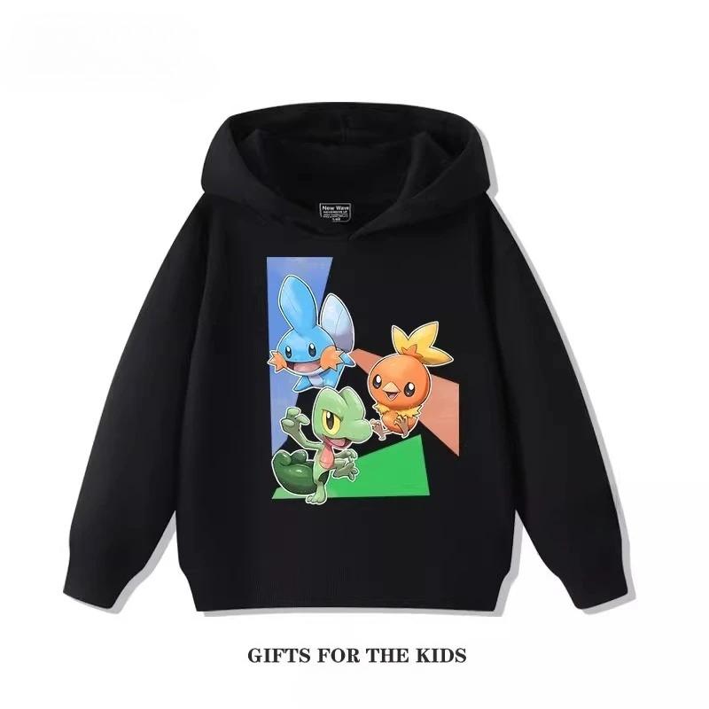 Autumn Cartoon Pokémon 3D Printed Hoodies Fashionable Casual Sports Long Sleeved Children's Boy and Girl Kids Unisex Hooded Sweatshirts