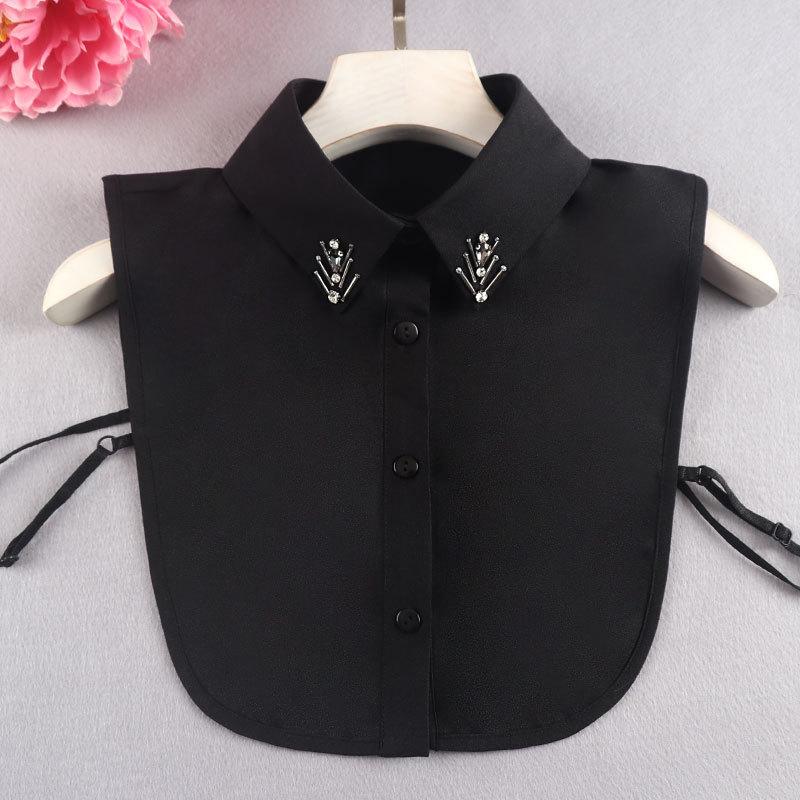 

Универсальный фальшивый воротник Женская рубашка Декоративный воротник Свитер Аксессуар Воротник рубашки Белый фальшивый воротник с бусинами