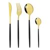 4 pz/set Oro Nero In Acciaio Inox Stoviglie Posate Da Tavola Coltello Colorato Forchetta Cucchiaino Posate Eco Friendly Per Il Partito