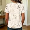 Womens Casual Raglan Sleeve Crew Neck Short Sleeve Top Floral Print Lightweight Comfortable Fit