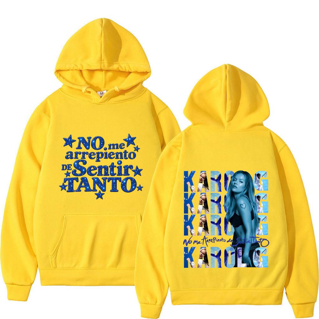 Karol G No Me Arrepiento De Sentir Tanto Cover Album 2026 Print Hoodie Unisex Fashion Long Sleeves Loose Oversized Pullover