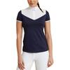 500 Colour-blocking Breathable Short Sleeve Polo Shirt Women's Blue Black