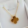 Four-leaf Clover Necklace for Women Natural White Mother-of-pearl Carnelian Sweater Chain