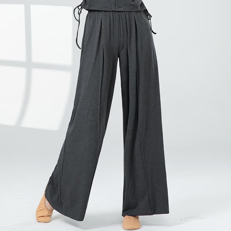 WEZHO Women s Ribbed Cotton Loose Wide-Leg Dance Pants