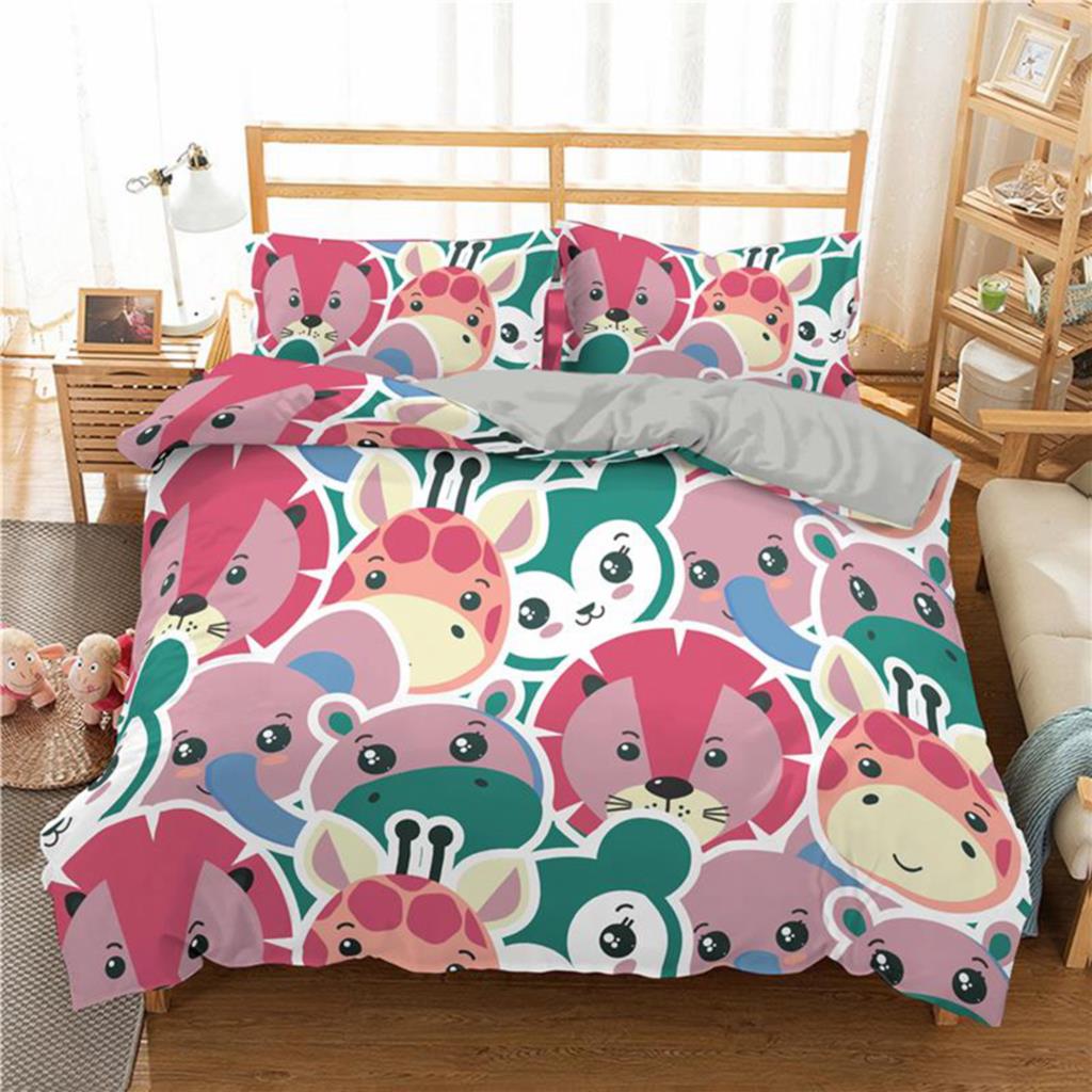 Cartoon Rabbit Bedding Set Kawaii Animal 3D Printing Comforter Luxury Queen King Single Size Duvet Cover Set Home Textile Decor