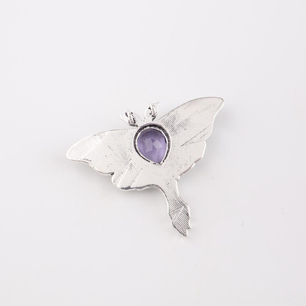 Natural Iolite Gemstone 925 Sterling Silver Jewelry Butterfly Pendant For Her CP-31-14