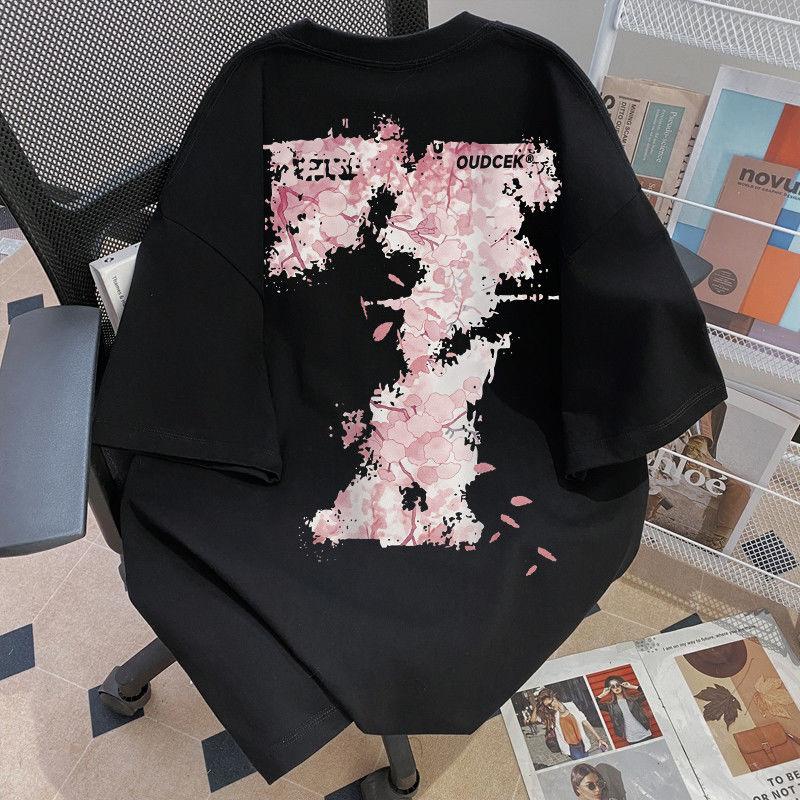 Reines Baumwoll-Kurzarm-Herren-T-Shirt Nationaler Trend Vielseitige Mode Locker Sommer Trendiges Design Druck Gleicher Stil