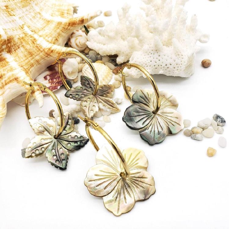 Women Earrings Balck Natural Shell Ear Rings Ornament Jewelry for Party Birthday
