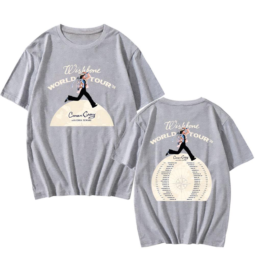 Wishbone World Tour 2026 Koszulki CONAN GRAY Modna Koszulka Krótki Rękaw Luźna Bawełniana Koszulka Streetwear Unisex Koszulki