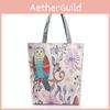 Stilvolle Damen Canvas Tragetasche Schulterhandtasche mit Eulen-Design für Reisen und Shopping