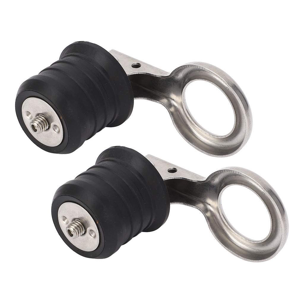 2PCS Boat Plug Snap Handle Stainless Steel Boat Drain Twist Plug Marine Rubber Plug Accessories for Ships Yachts 1‑1 4