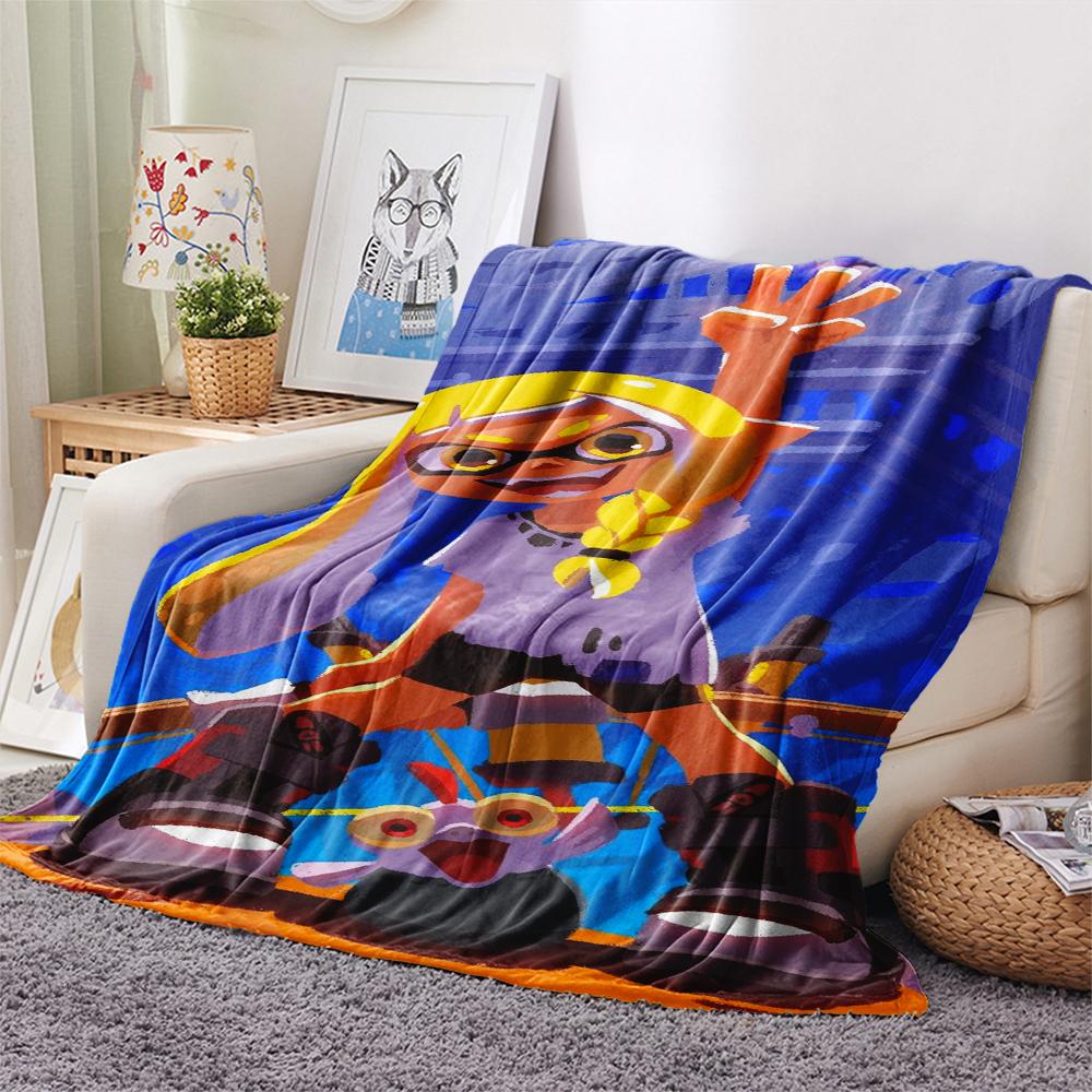 1PC Splatoon game Print Flannel Blanket, High quality Comfortable for All Seasons, Home Decor, Warmth and Comfort, Perfect for Christmas Gifts175
