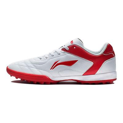 Li Ning TF Çivili Sentetik Deri Suni Çim Şok Emici Kaymaz Aşınmaya Dayanıklı Futbol Ayakkabıları Erkek Futbol Ayakkabıları Beyaz Kırmızı ASTQ011-1