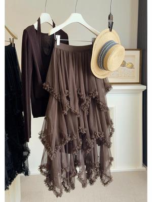Women's Designer A-line Ruffle Mesh Cake Skirt - Fluffy, Irregular, Mid-length for Spring/Summer