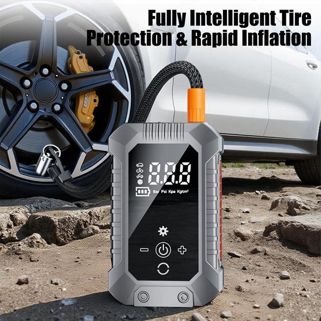Car Air Pump With Digital Pressure Gauge & LED Lights Portable Air Pump Small Compressor For Bike Sedan SUV Balls Inflatable