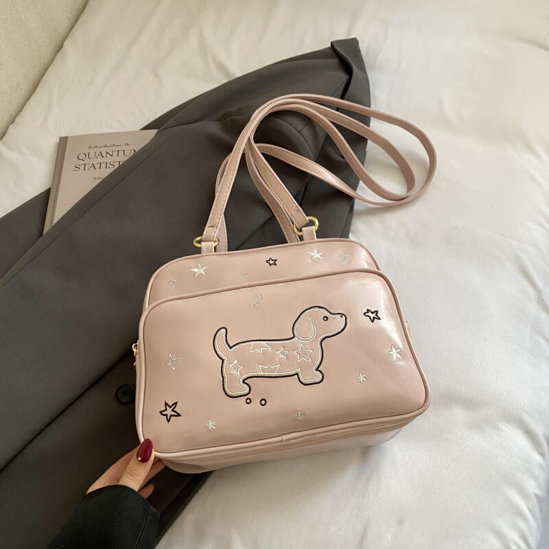 Zaino/Borsa a Mano Carino Bassotto Ricamato a Stelle Multiuso Borsa a Spalla per Donna