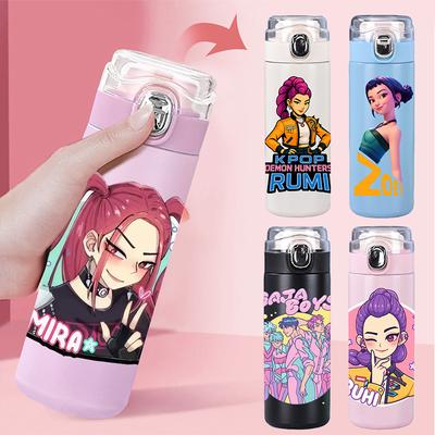 Anime K-Pop Lovci na démonov Potlačený termohrnček Prenosná nerezová fľaša na vodu 400 ml Nepriepustný kempingový pohár na vodu Darček pre dieťa
