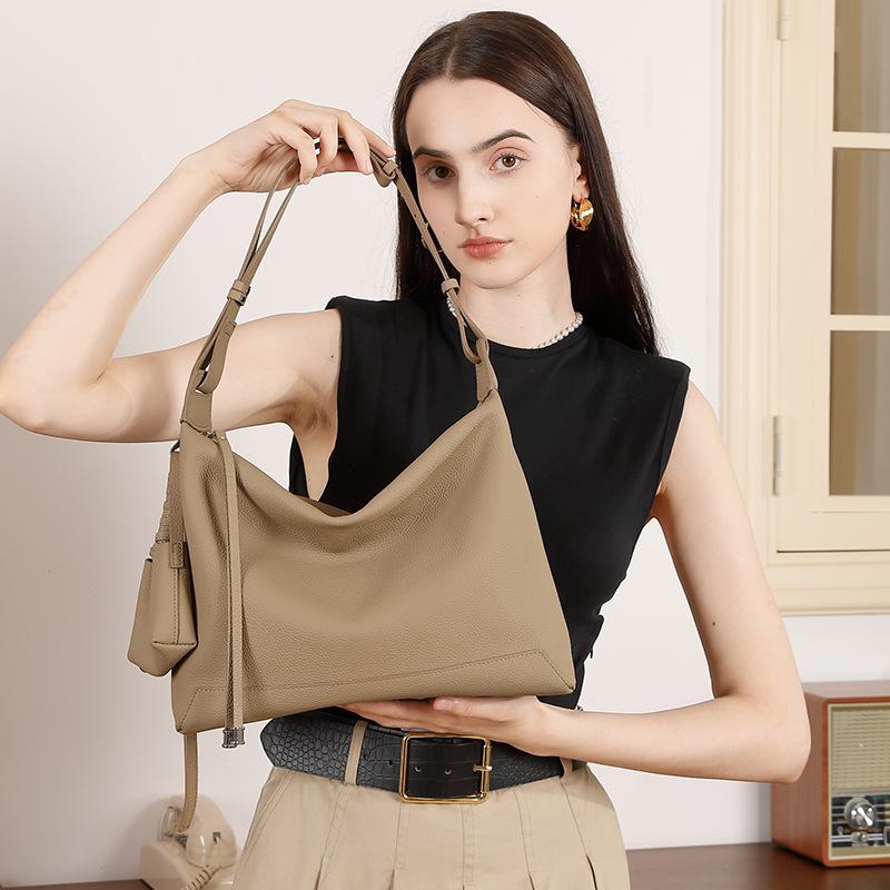 Genuine Leather Single-shoulder Bag Large Capacity Commuter Tote Bag High-end and Fashionable Underarm Bag