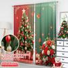 2pcs 2D Flat Printing Christmas Window Curtains Christmas Tree Poinsettias Butterflies 100% Polyester Fabric Without Electricity