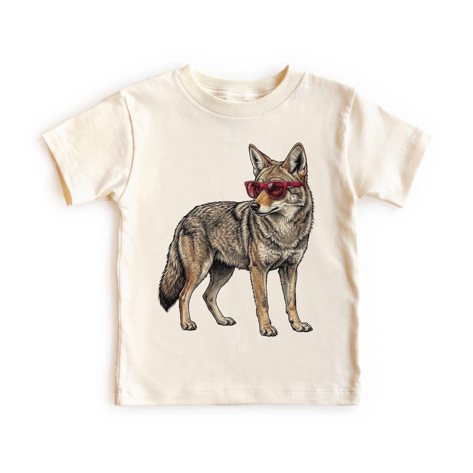 Summer Coyote Wearing Sunglasses Forest Animals Unisex, Adult, Youth T-Shirt 100