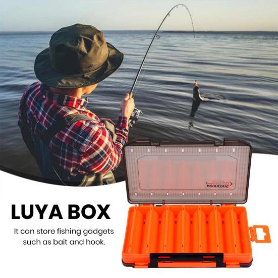 Scatola da Pesca a Doppia Faccia Trasparente - Attrezzatura con 14 Scomparti per Kit Accessori (27x17x4,7cm) - Contenitore Gancio Bait in Plastica
