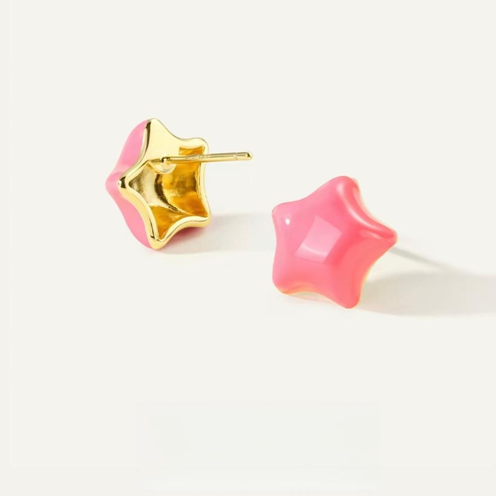 Versatile light luxury enamel earrings pentagram niche high-end star female stud earrings