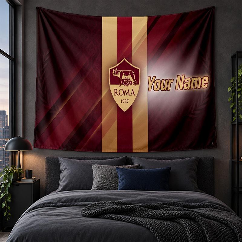 Arazzo Personalizzato da Appendere alla Parete Tessuto Artistico Sfondo con Motivo AS Roma FC