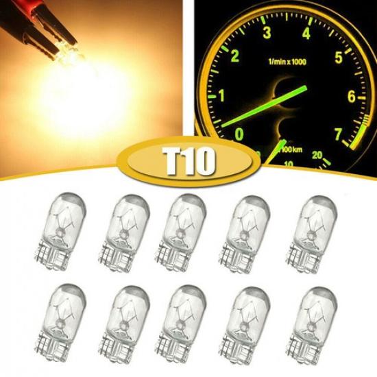 10Pcs T10 501 W5W Yellow Interior Car Side Light Dashboard Dash Panel Gauge Bulb