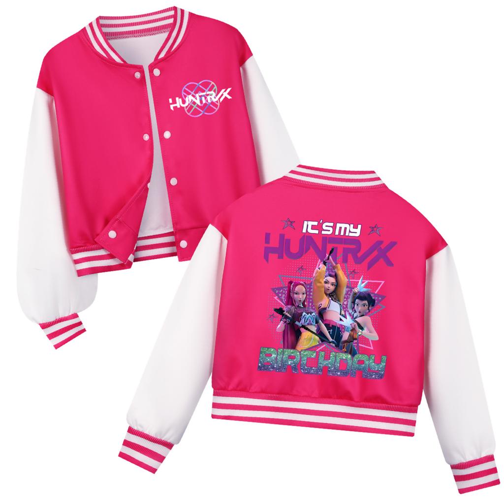 Kpop Demon Hunters Costume Zoey Mira Print Baseball Uniform Autumn Long Sleeve Jacket Coat Fans Gift For Kids