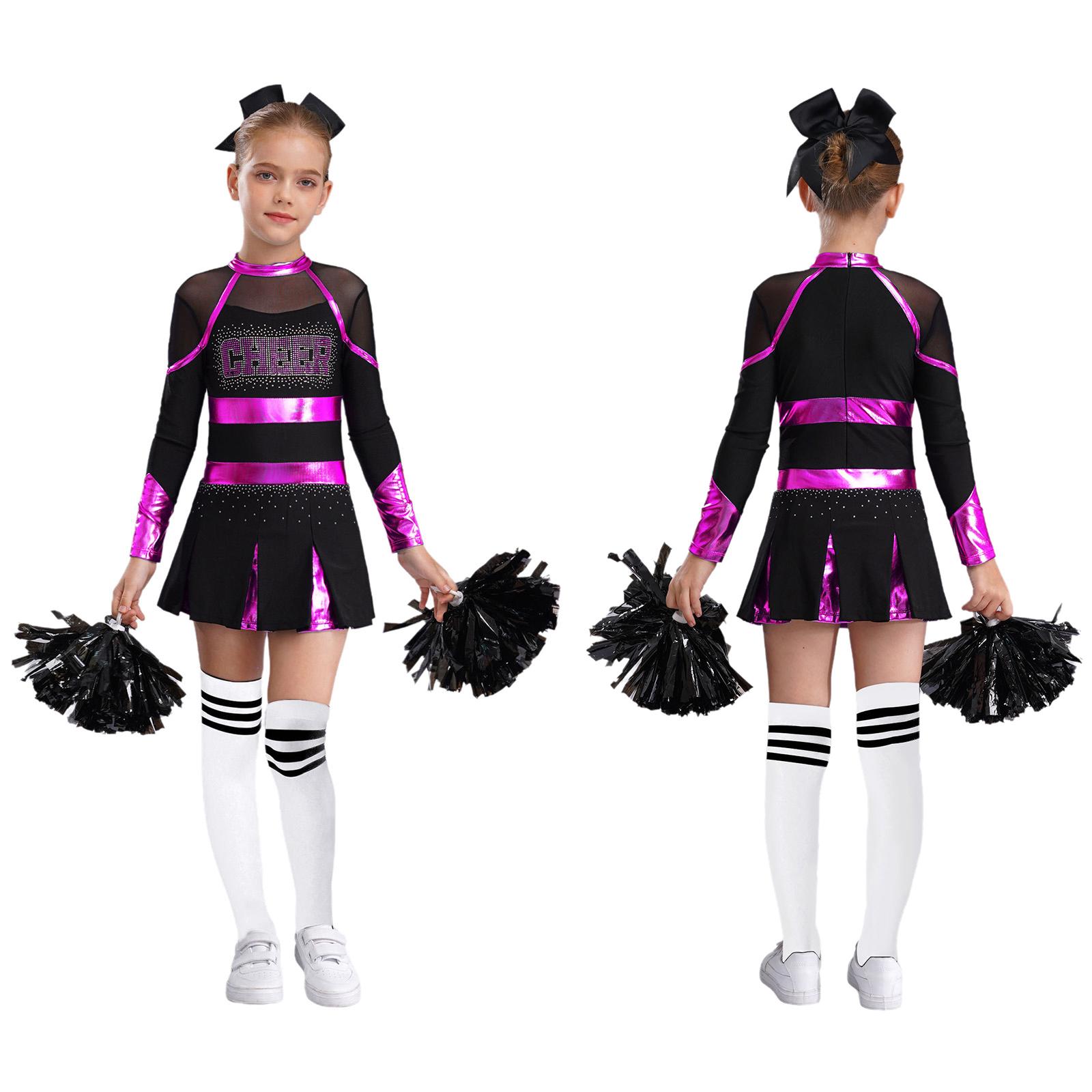 

Детский костюм лидера группы поддержки на Хэллоуин, униформа черлидинга, платье с помпонами и носками, карнавальный нарядный наряд для вечеринки 5-6 Years