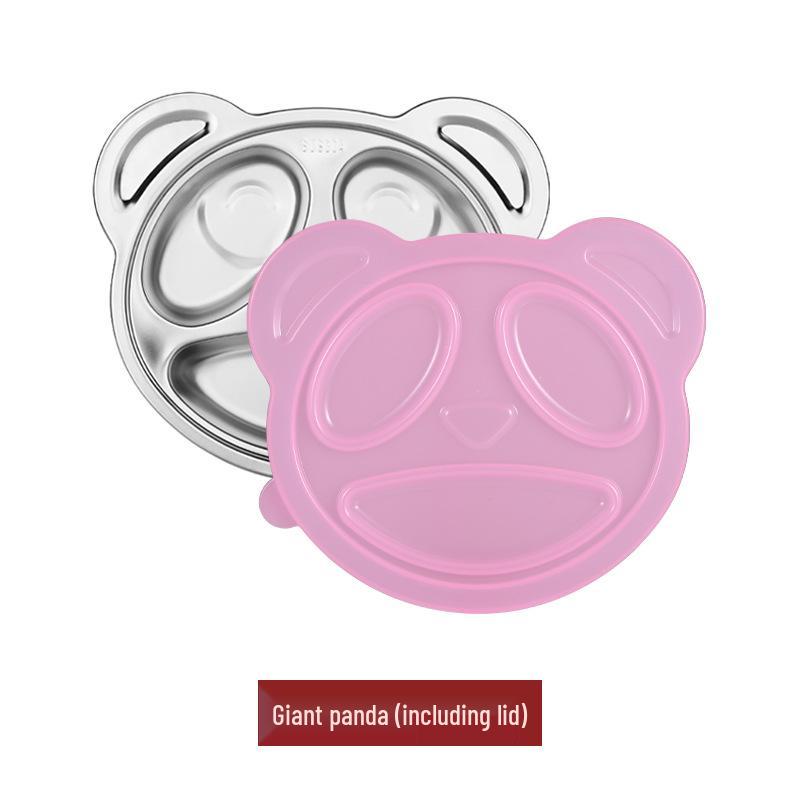 Creative 304 Stainless Steel Children's Divided Plate - Cartoon Anti-fall Design for Kindergarten and Baby Tableware.
