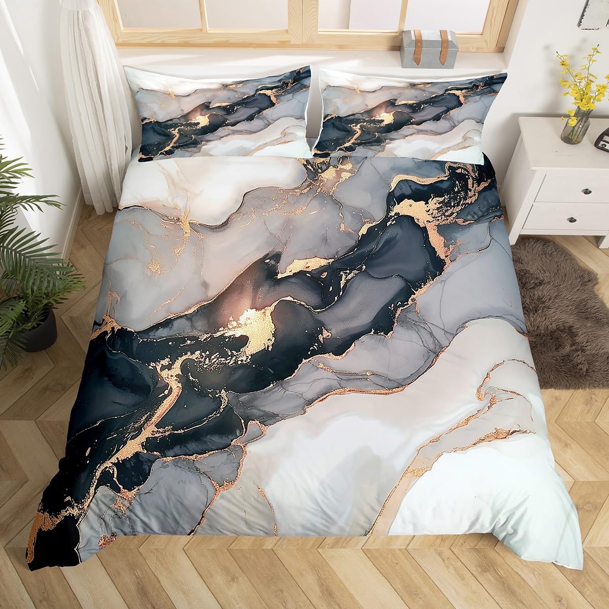

Comforter Chic Marble S For Teens Kids Queen Lightweight S Bedroom Decor Abstract Art No Quilt Comforter (quilt)-EU Single(135*200cm)3pcs