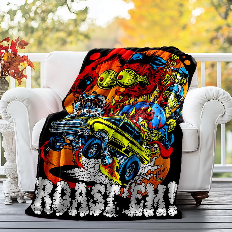 Rat Fink Power Flannel Blanket Soft All-Season Throw, Design for Camping, Car Travel, Hiking Sofa, Bed, Office Perfect Gift for Parties